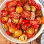 Cherry tomatoes tossed with basil, garlic, and oil
