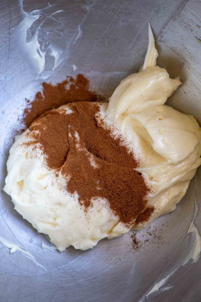 Cinnamon blended into the fluffy honey butter