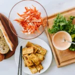 All the bánh mì components laid out ready for assembly