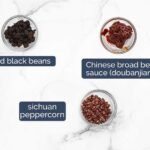 Sichuan peppercorns, salted black beans, and broad bean paste in bowls
