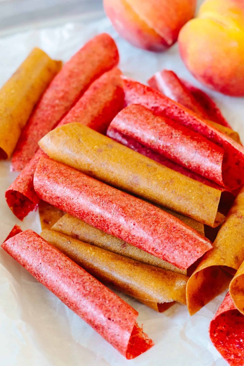 Fruit puree spread thin on a dehydrator tray